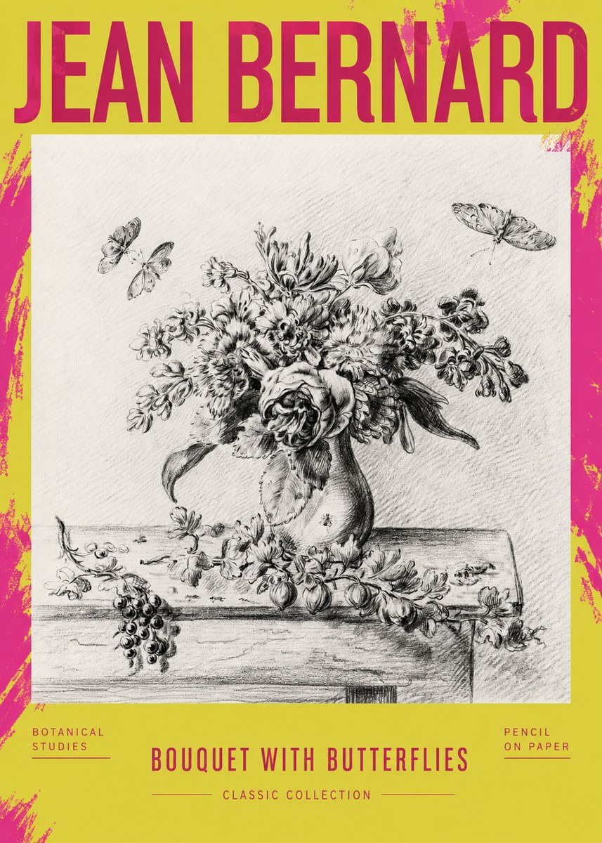 Jean Bernard Floral Still Life with Insects No4 - Plakat
