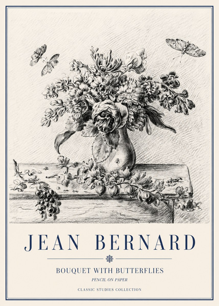 Jean Bernard Floral Still Life with Insects No5 - Plakat