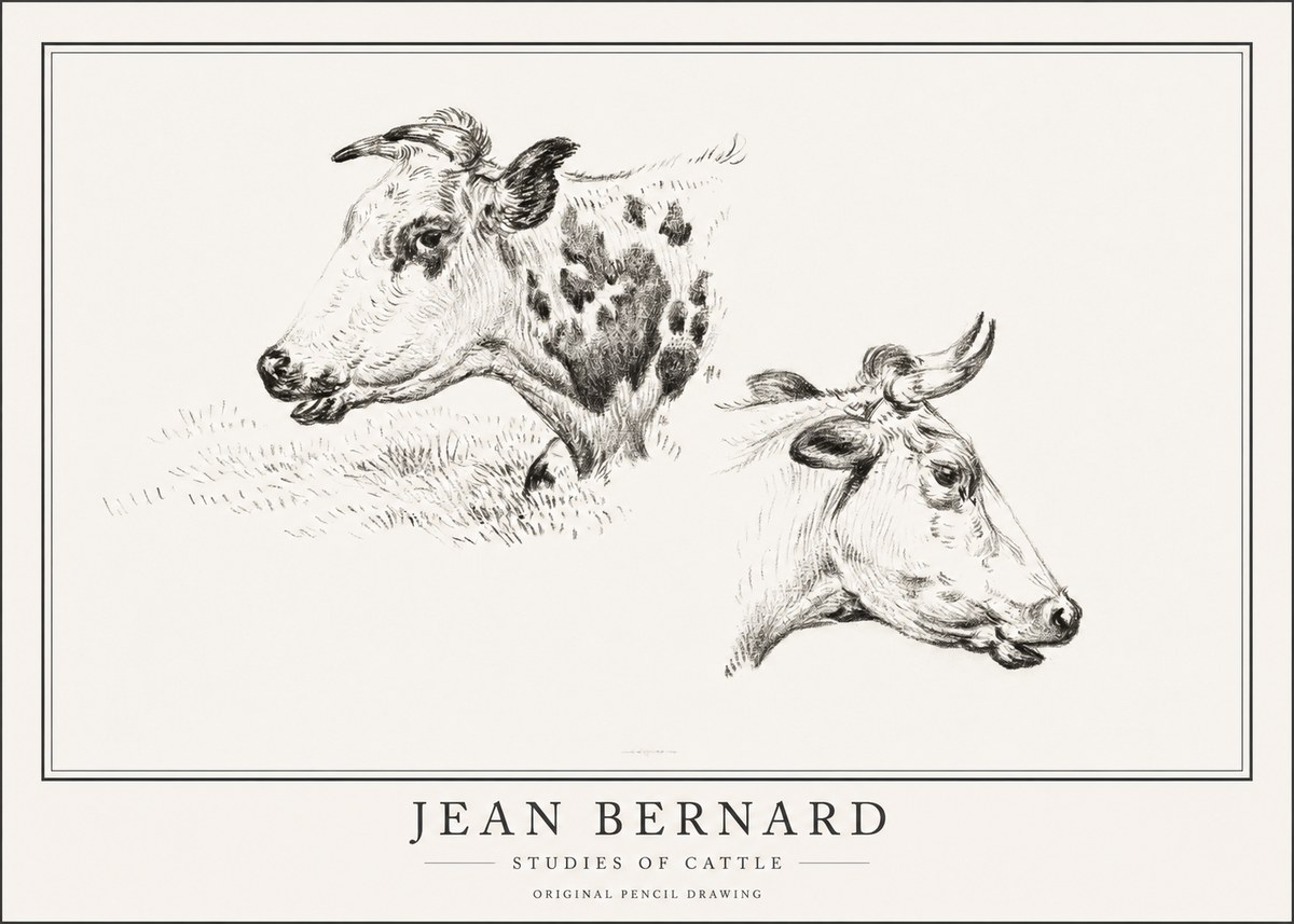 Jean Bernard Studies of Cattle I No1 - Plakat