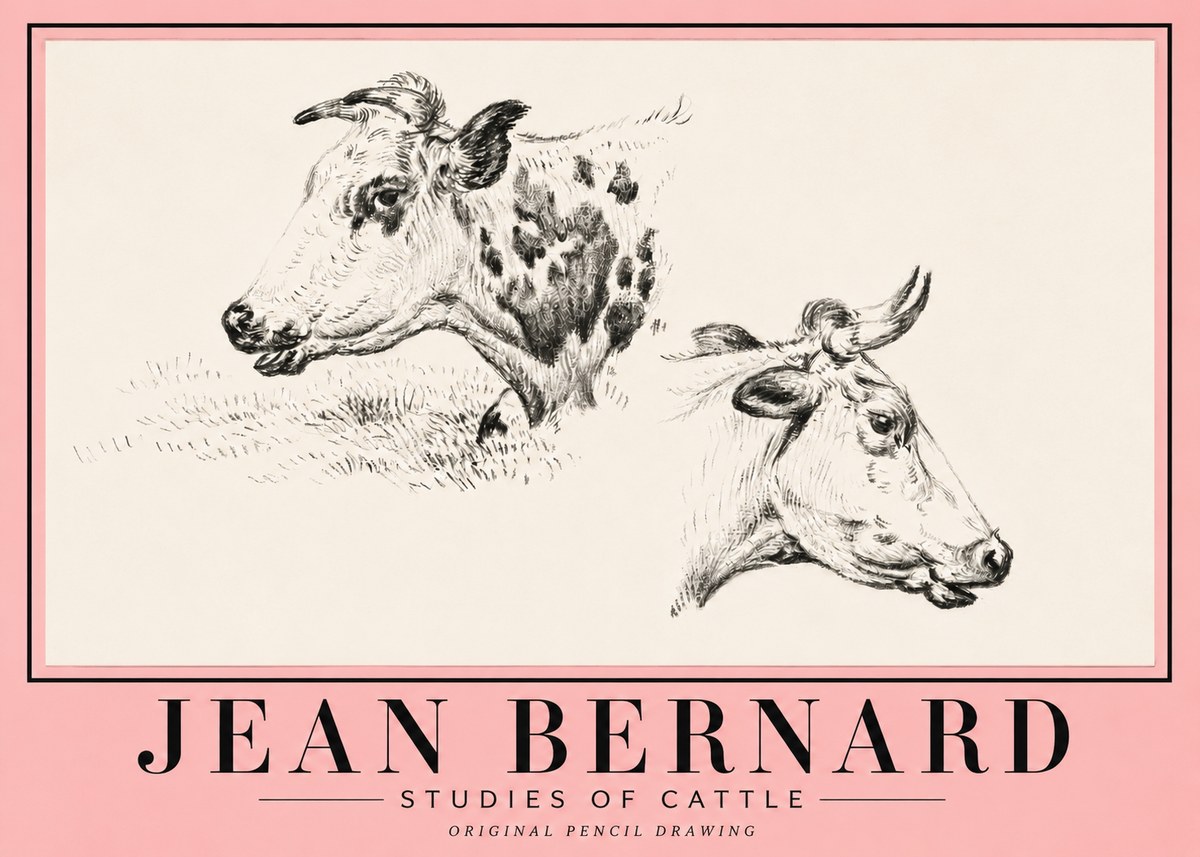 Jean Bernard Studies of Cattle I No5 - Plakat