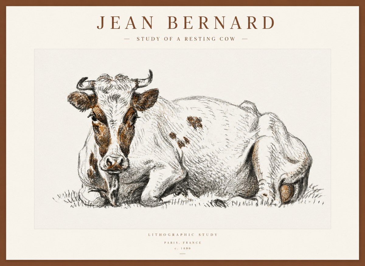 Jean Bernard Study of a Resting Cow III No1 - Plakat