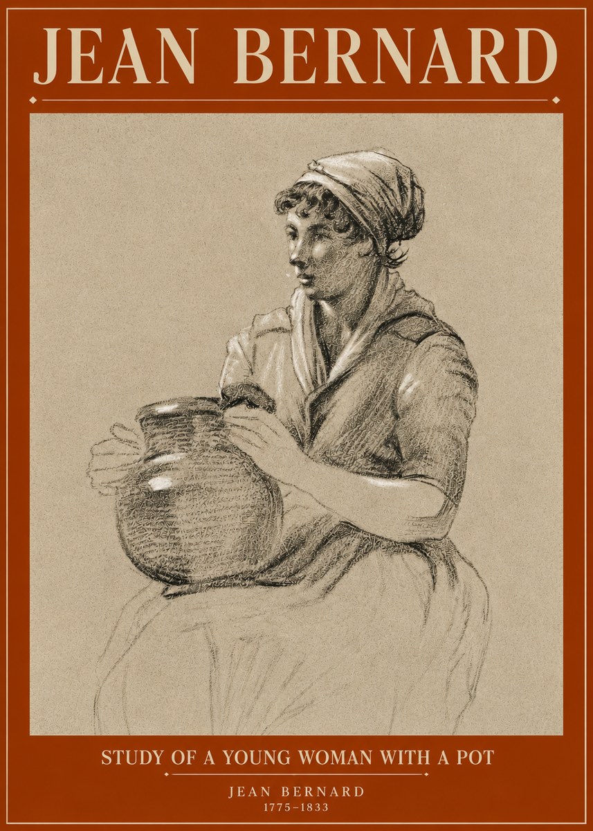 Jean Bernard Study of a Young Woman with a Pot No3 - Plakat