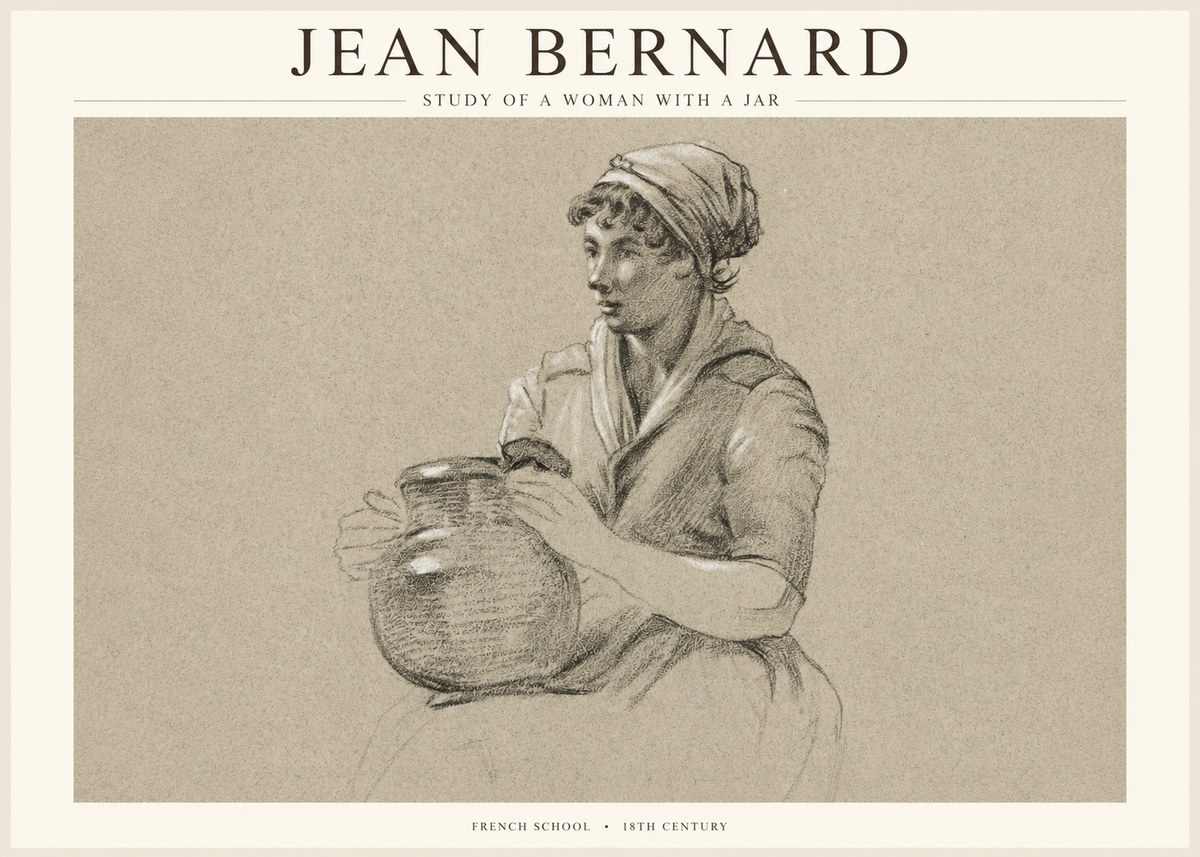 Jean Bernard Study of a Young Woman with a Pot No5 - Plakat
