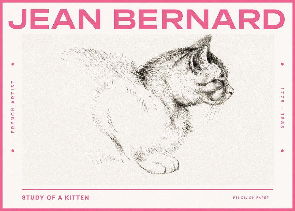 Jean Bernard Study of a Kitten II No3 - Plakat