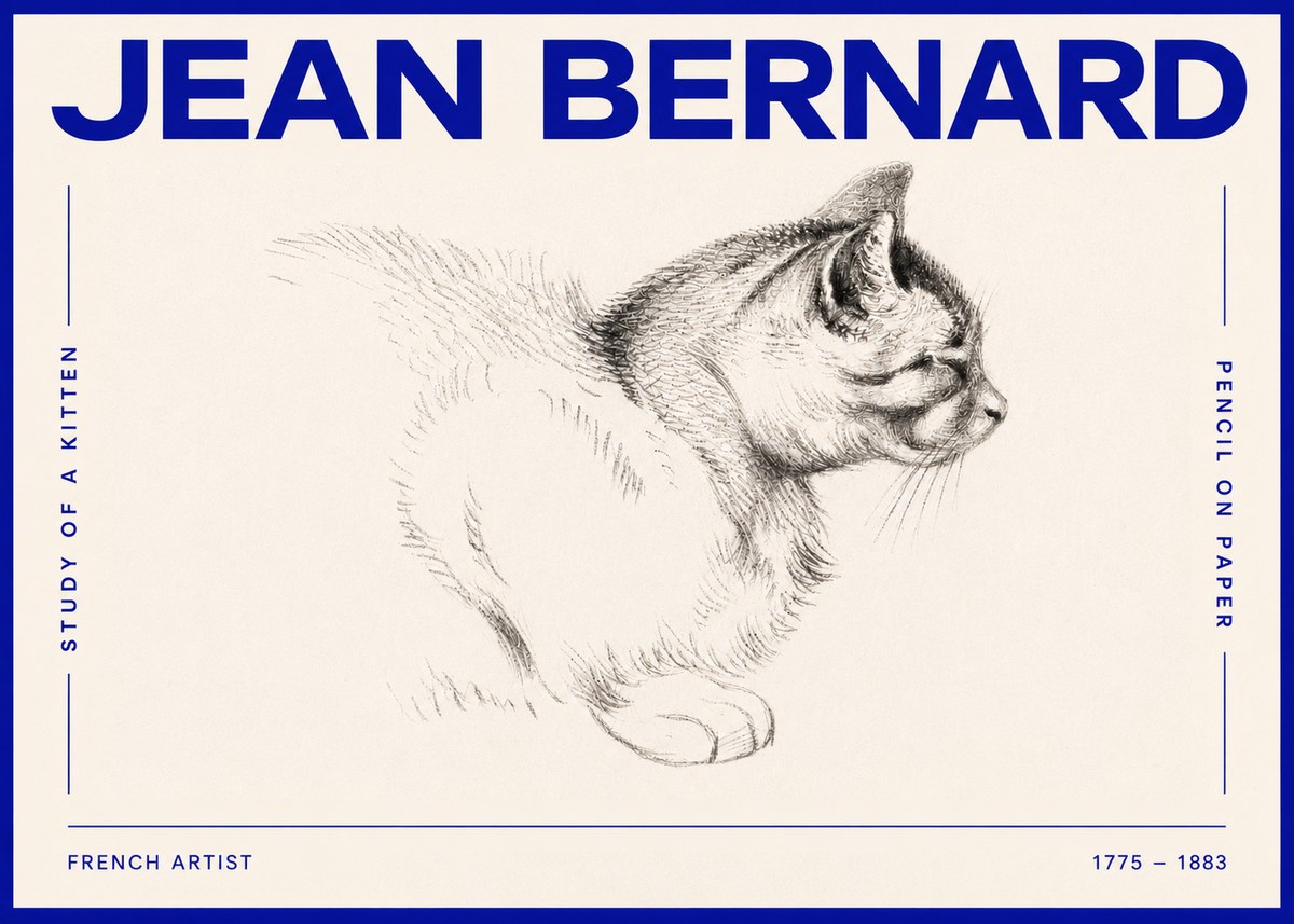 Jean Bernard Study of a Kitten II No4 - Plakat