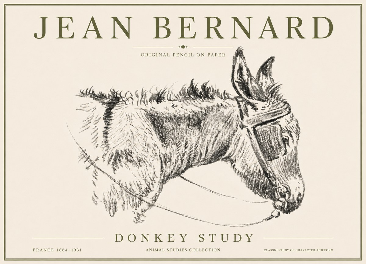 Jean Bernard Donkey Study II No6 - Plakat