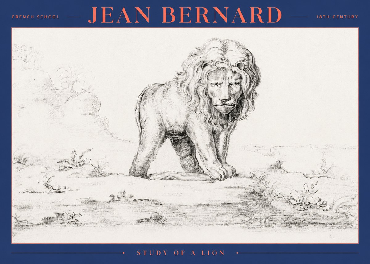 Jean Bernard Study of a Lion I No2 - Plakat