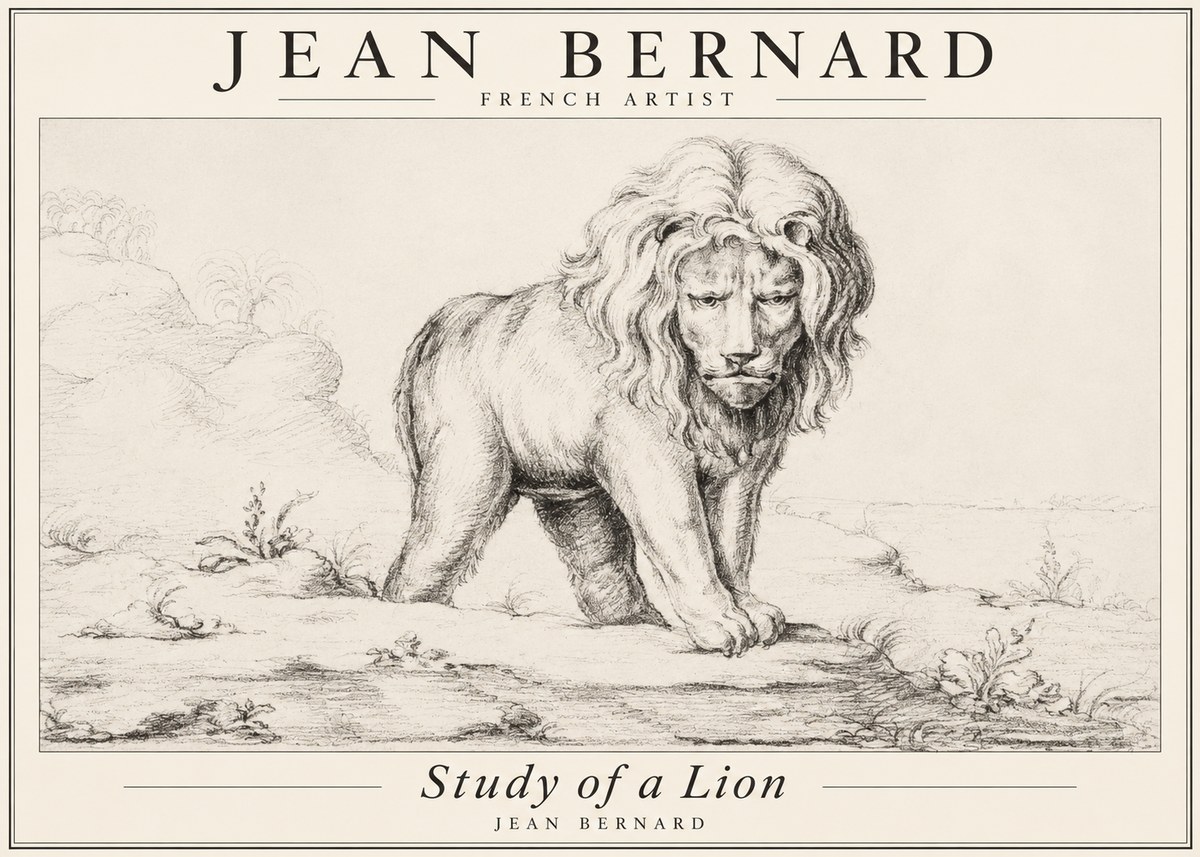 Jean Bernard Study of a Lion I No3 - Plakat