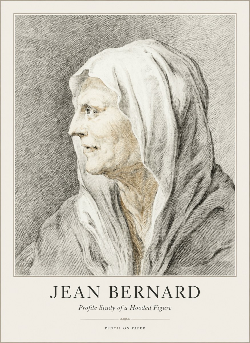 Jean Bernard Profile Study of a Hooded Figure No1 - Plakat