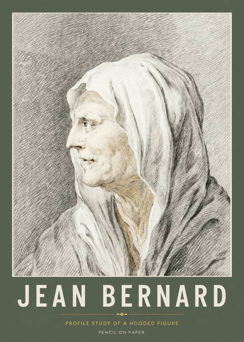 Jean Bernard Profile Study of a Hooded Figure No2 - Plakat