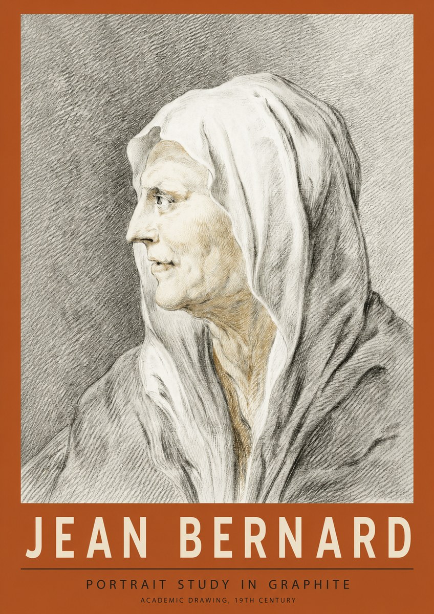 Jean Bernard Profile Study of a Hooded Figure No4 - Plakat