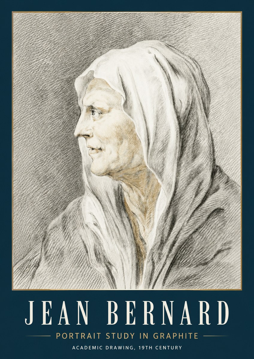 Jean Bernard Profile Study of a Hooded Figure No5 - Plakat