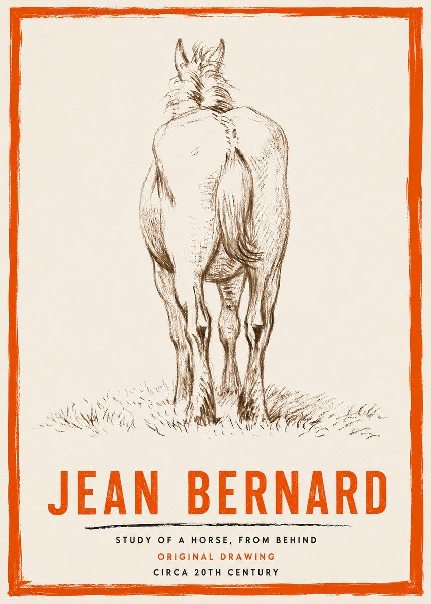 Jean Bernard Horse Study - from Behind No4 - Plakat