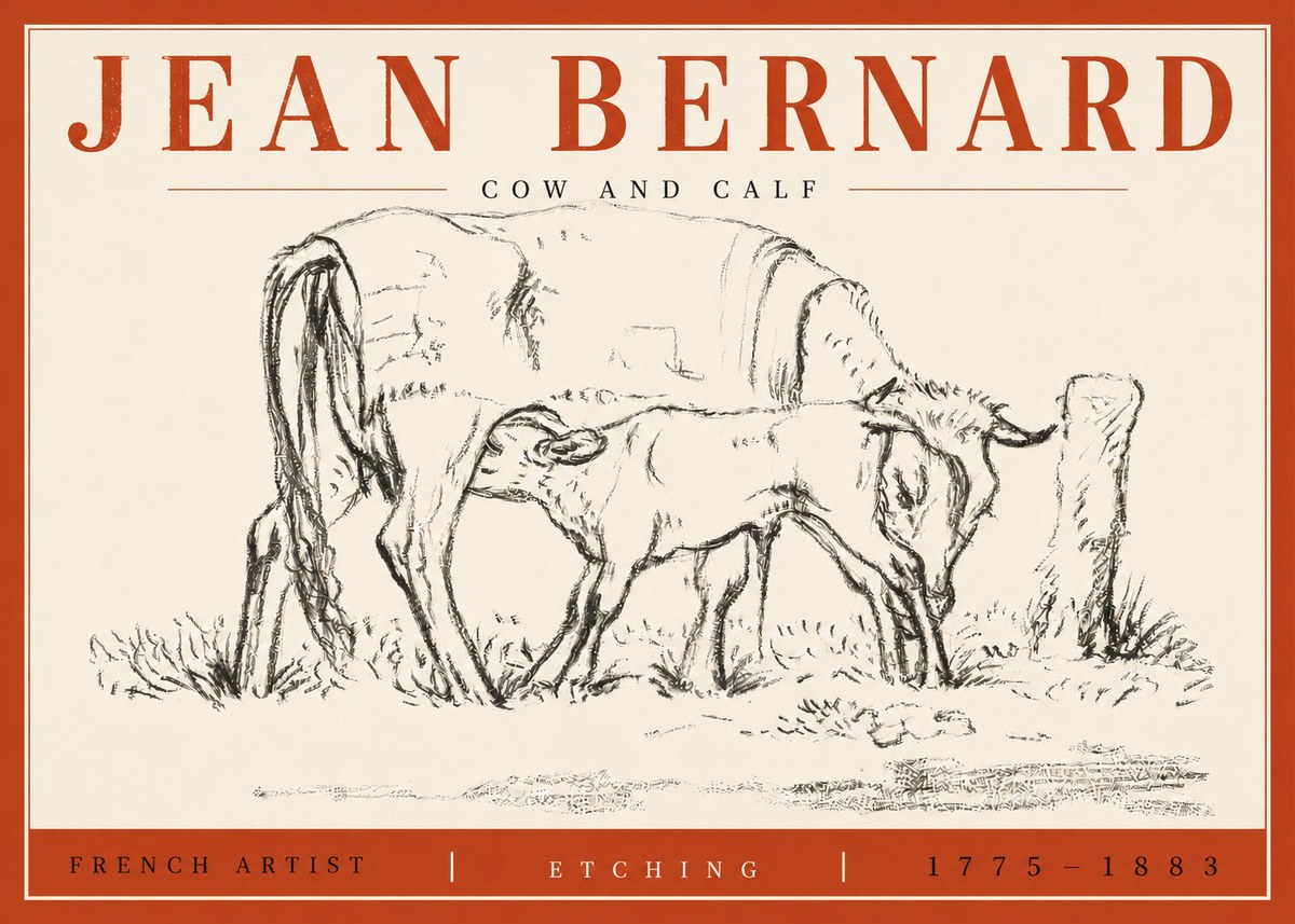 Jean Bernard Cow and Calf I No4 - Plakat