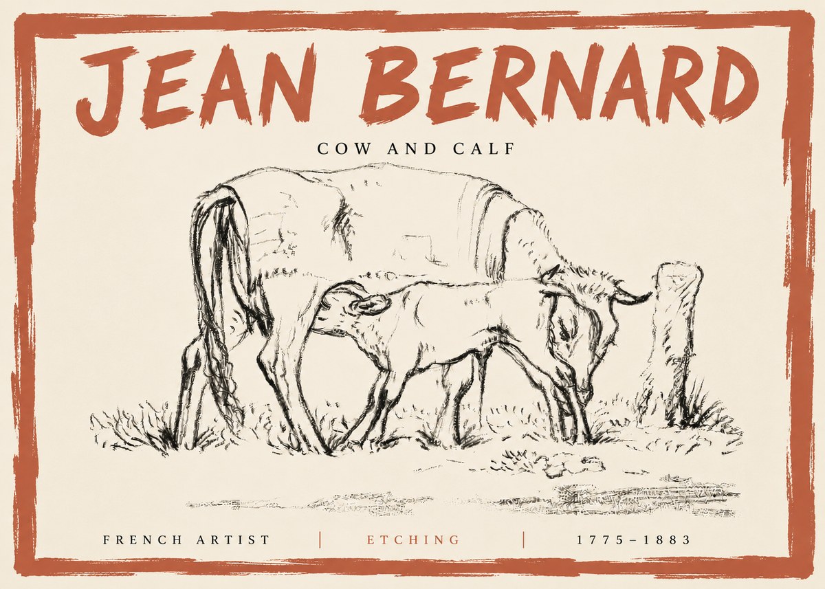 Jean Bernard Cow and Calf I No5 - Plakat