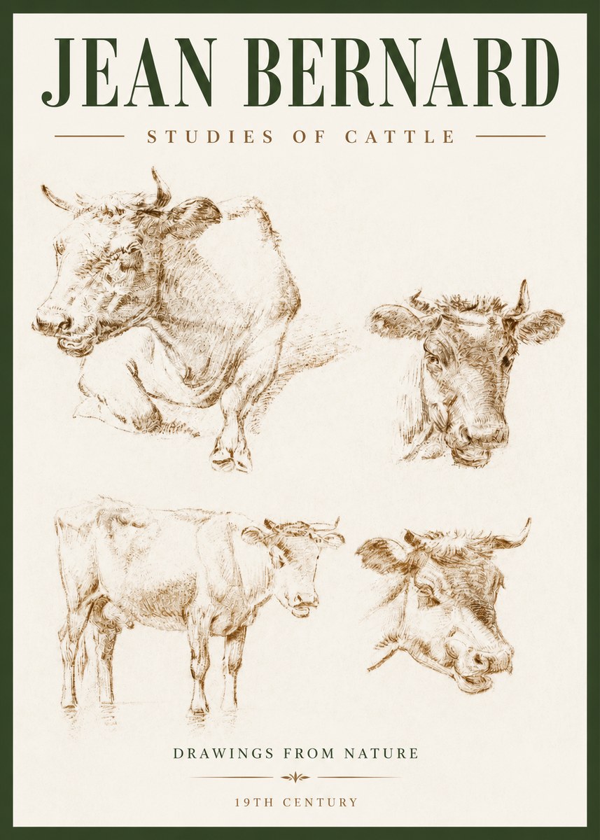 Jean Bernard Studies of Cattle II No2 - Plakat