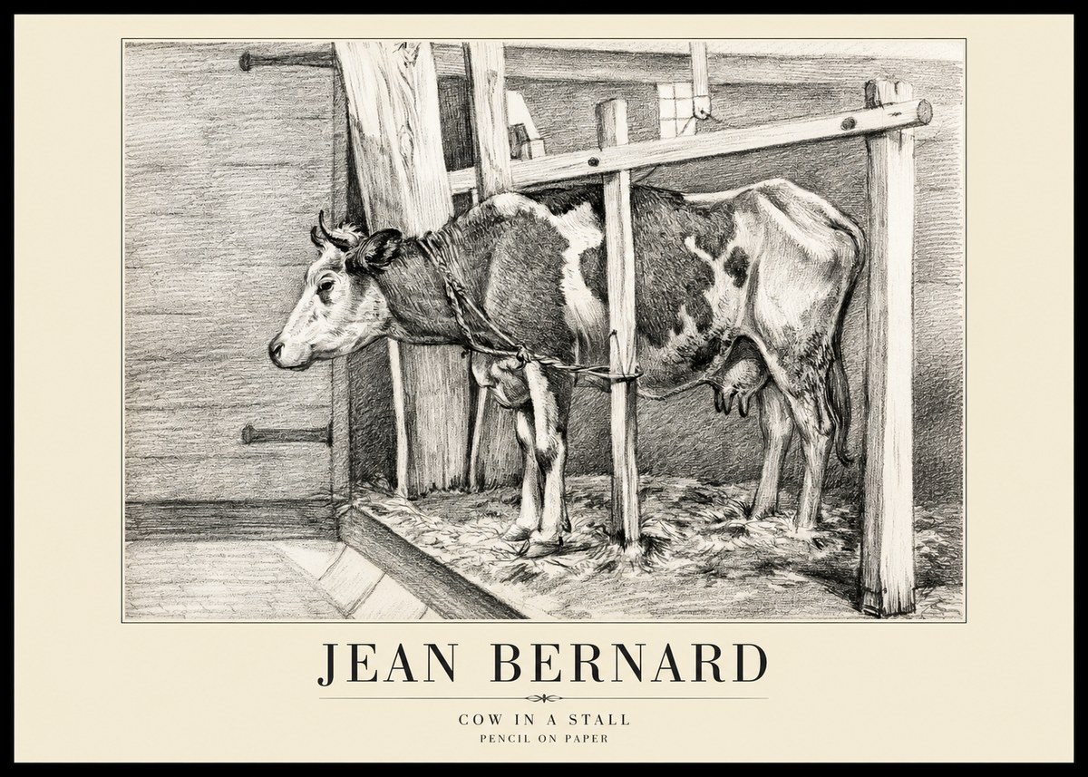 Jean Bernard Cow in a Stall No1 - Plakat
