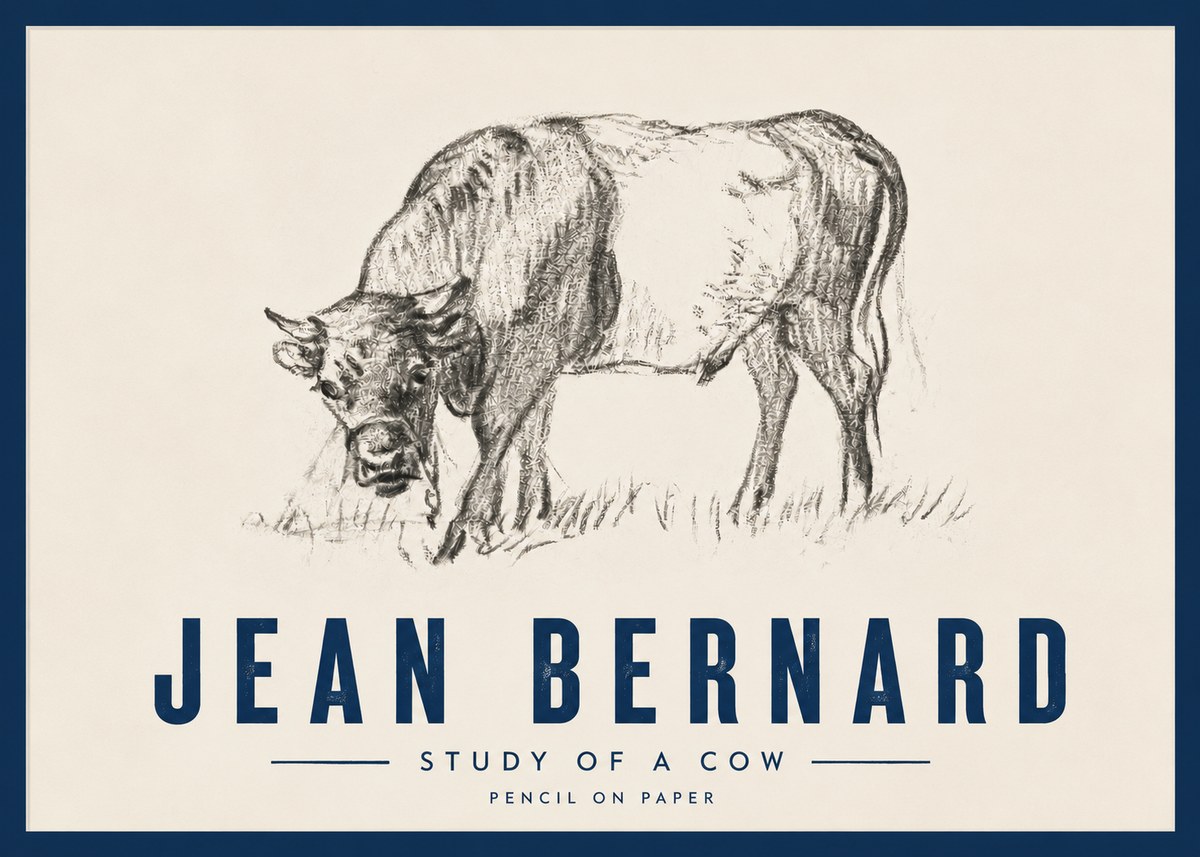 Jean Bernard Study of a Cow II No4 - Plakat