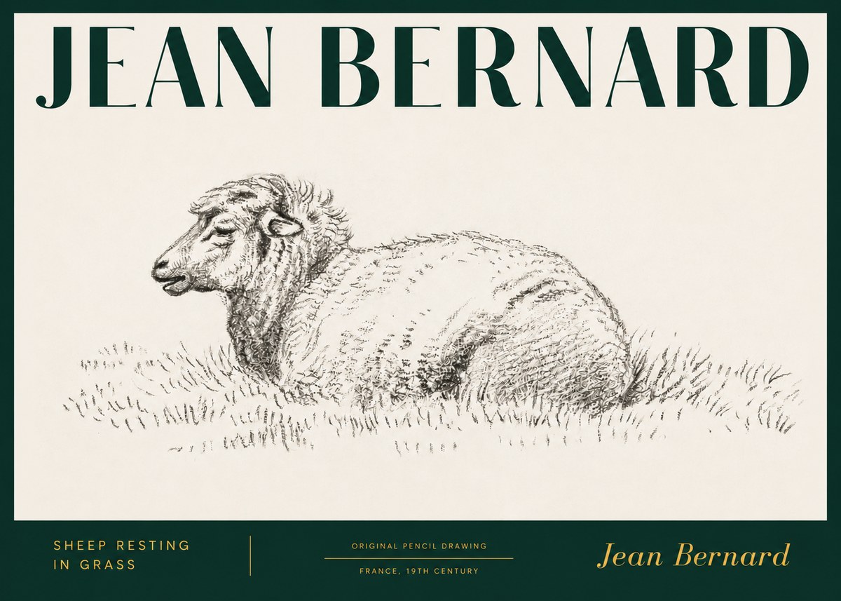Jean Bernard Sheep Resting in Grass No3 - Plakat