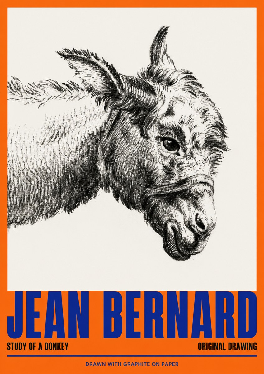 Jean Bernard Study of a Donkey I No2 - Plakat