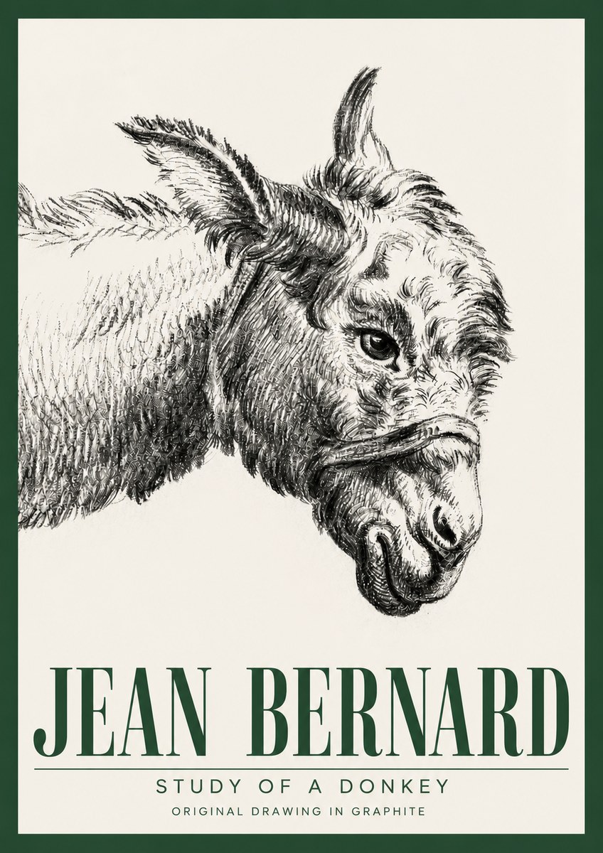 Jean Bernard Study of a Donkey I No3 - Plakat
