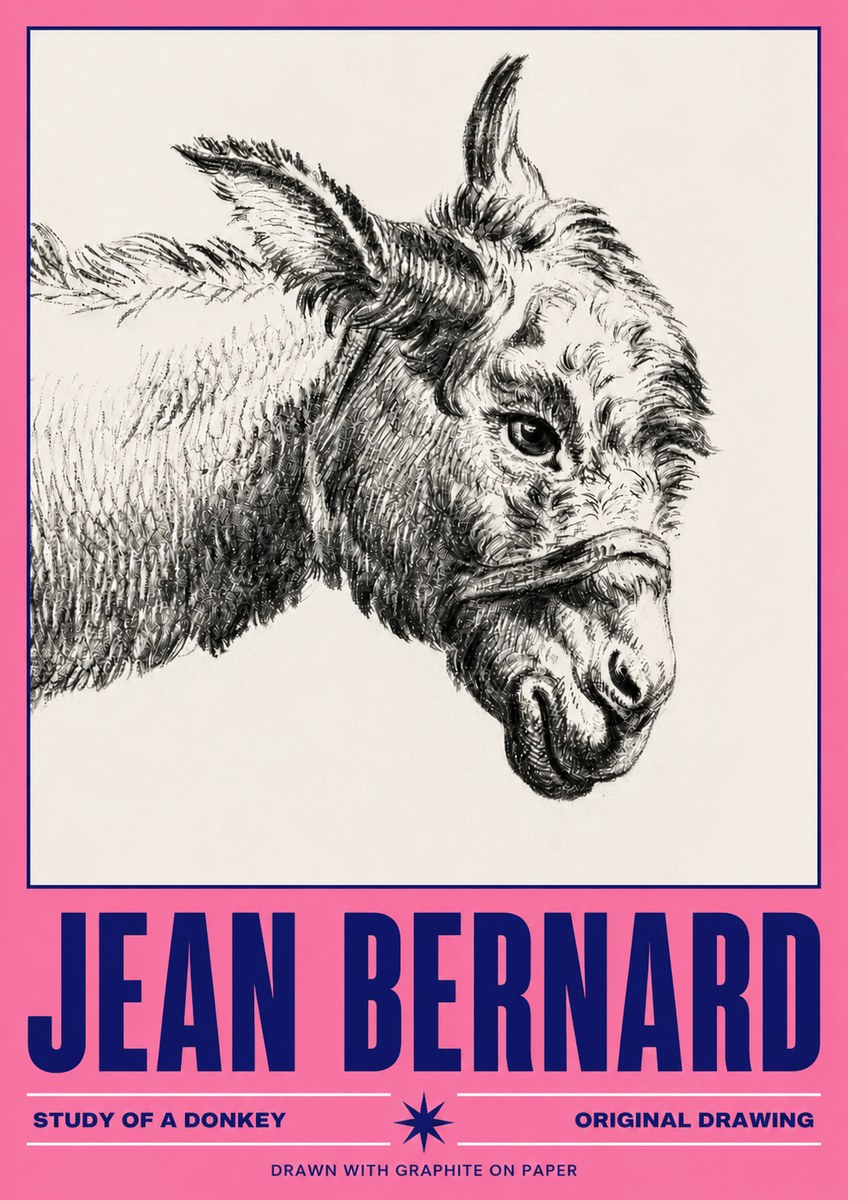 Jean Bernard Study of a Donkey I No4 - Plakat