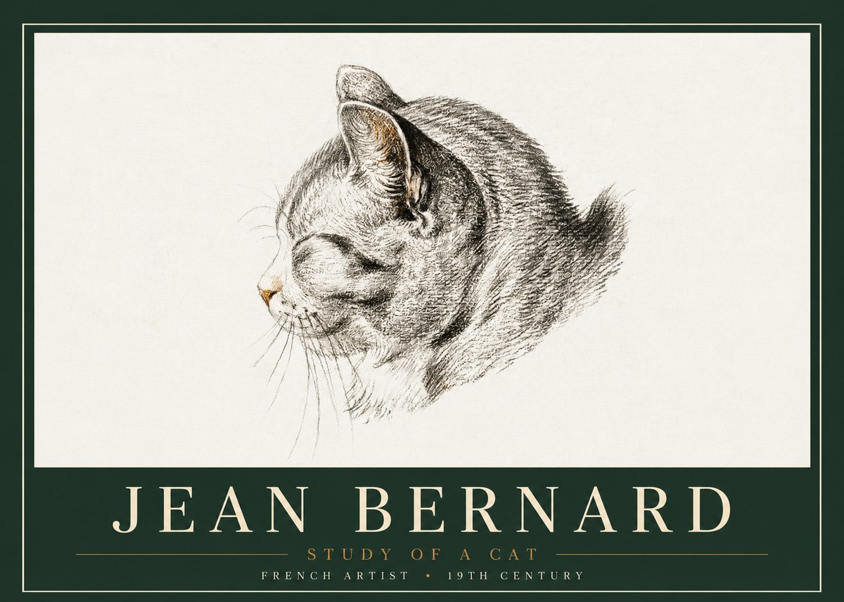 Jean Bernard Study of a Cat I No4 - Plakat