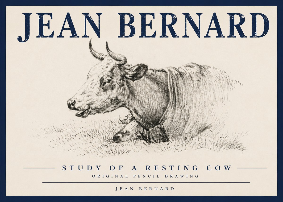 Jean Bernard Study of a Resting Cow IV No4 - Plakat