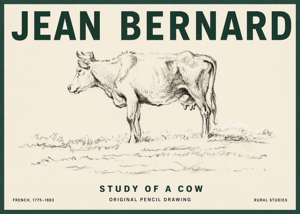 Jean Bernard Study of a Cow III No3 - Plakat