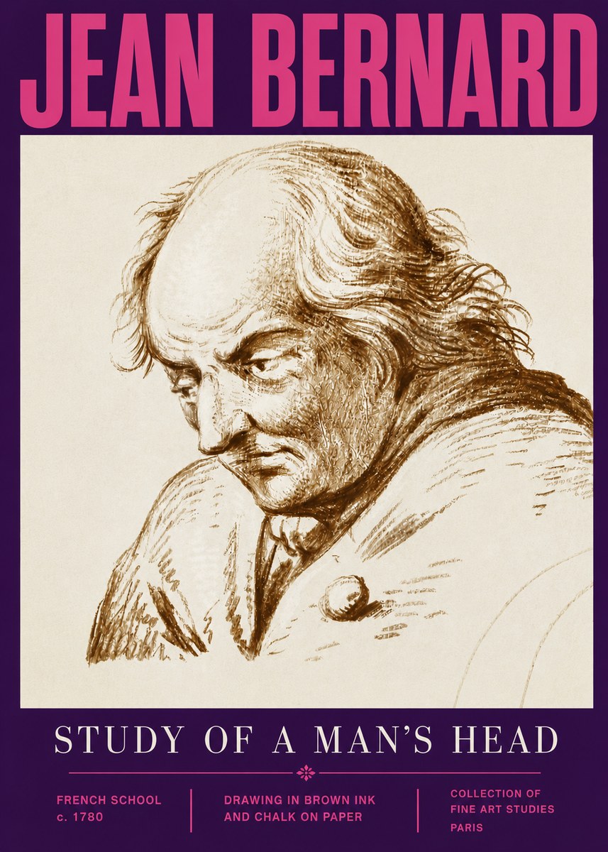 Jean Bernard Study of a Man's Head No5 - Plakat