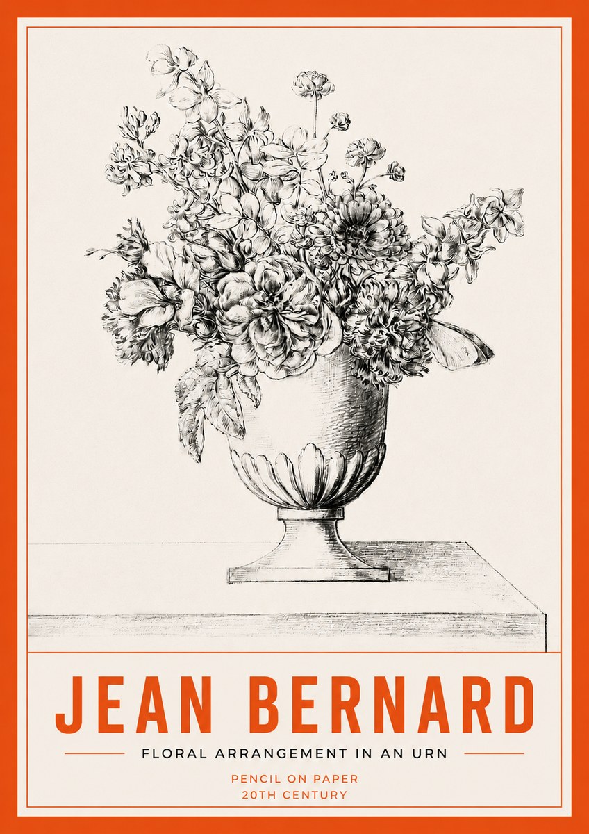 Jean Bernard Floral Arrangement in an Urn No3 - Plakat