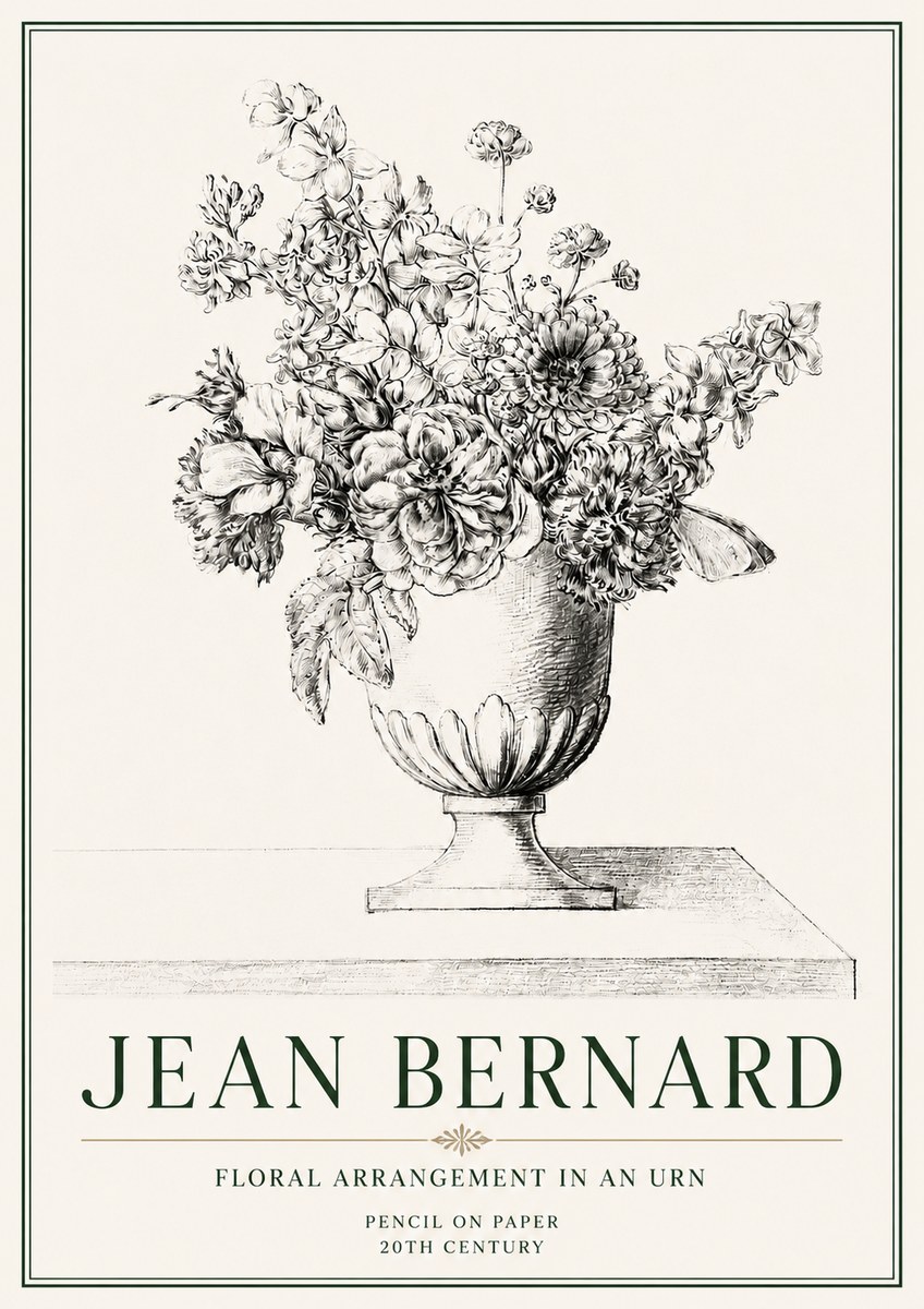 Jean Bernard Floral Arrangement in an Urn No4 - Plakat