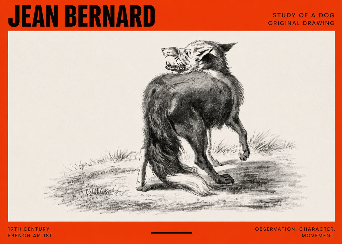 Jean Bernard Study of a Dog II No2 - Plakat