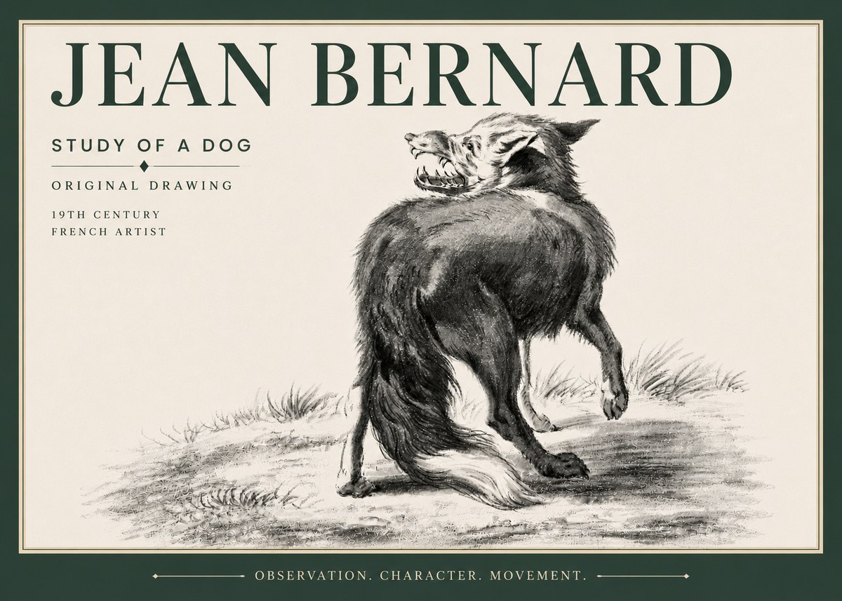 Jean Bernard Study of a Dog II No6 - Plakat