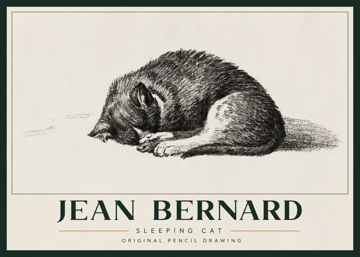 Jean Bernard Sleeping Cat III No3 - Plakat