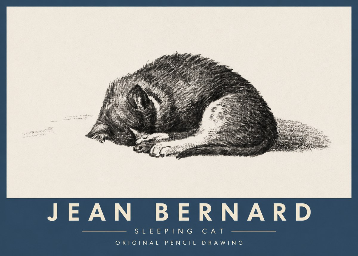 Jean Bernard Sleeping Cat III No4 - Plakat
