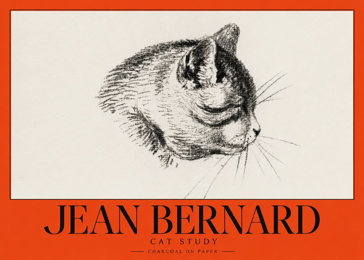 Jean Bernard Cat Study IV No3 - Plakat