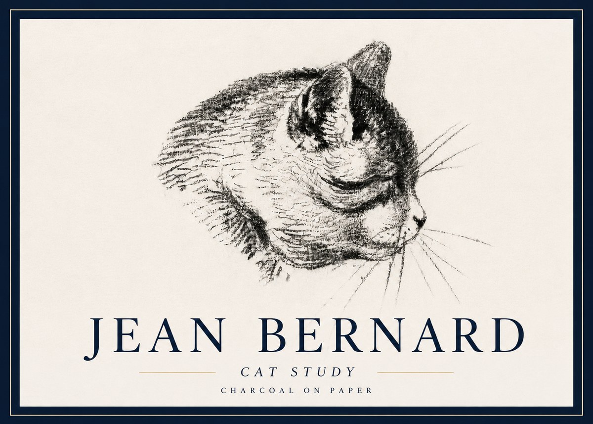 Jean Bernard Cat Study IV No6 - Plakat