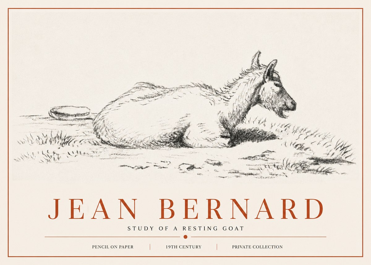 Jean Bernard Study of a Resting Goat No6 - Plakat