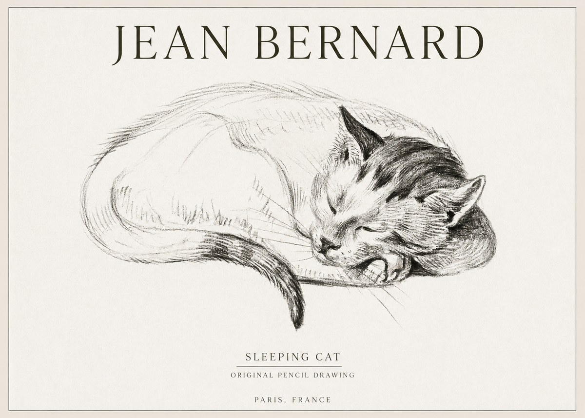 Jean Bernard Sleeping Cat IV No1 - Plakat