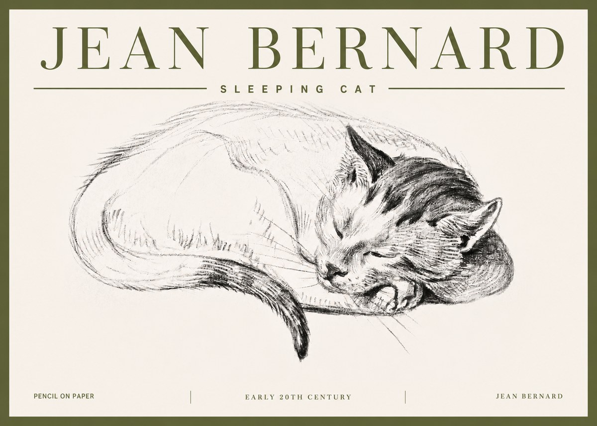 Jean Bernard Sleeping Cat IV No5 - Plakat