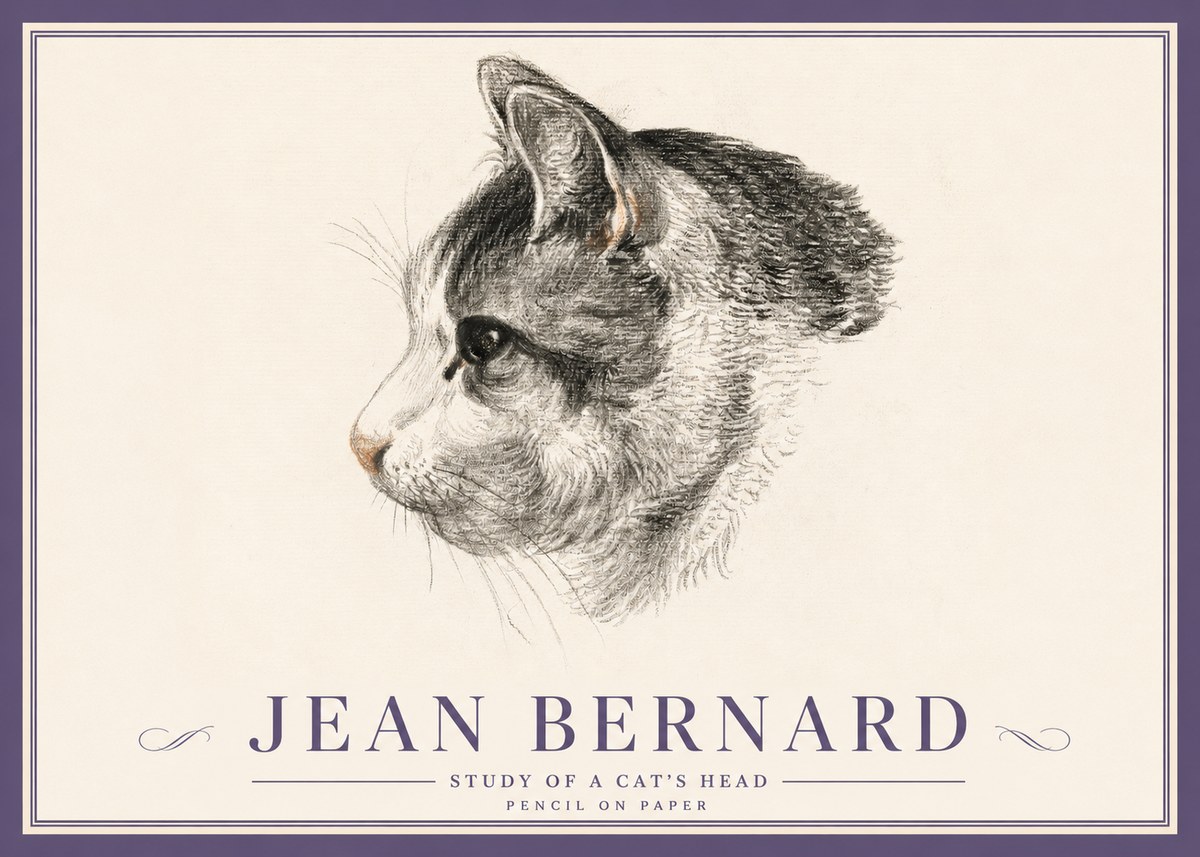 Jean Bernard Cat Study, Profile No5 - Plakat