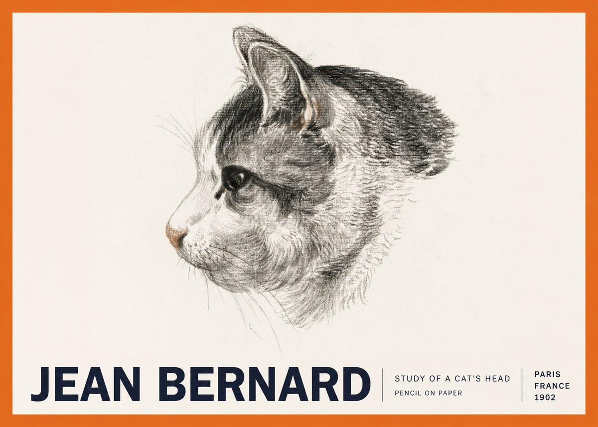 Jean Bernard Cat Study, Profile No6 - Plakat
