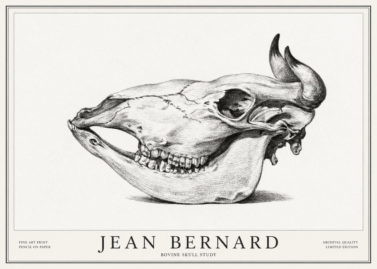 Jean Bernard Bovine Skull Study No1 - Plakat