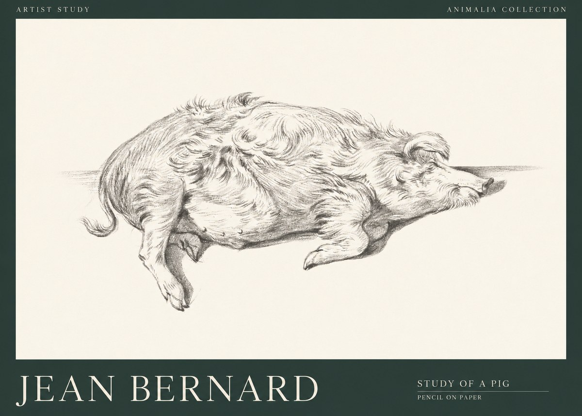 Jean Bernard Study of a Pig I No1 - Plakat