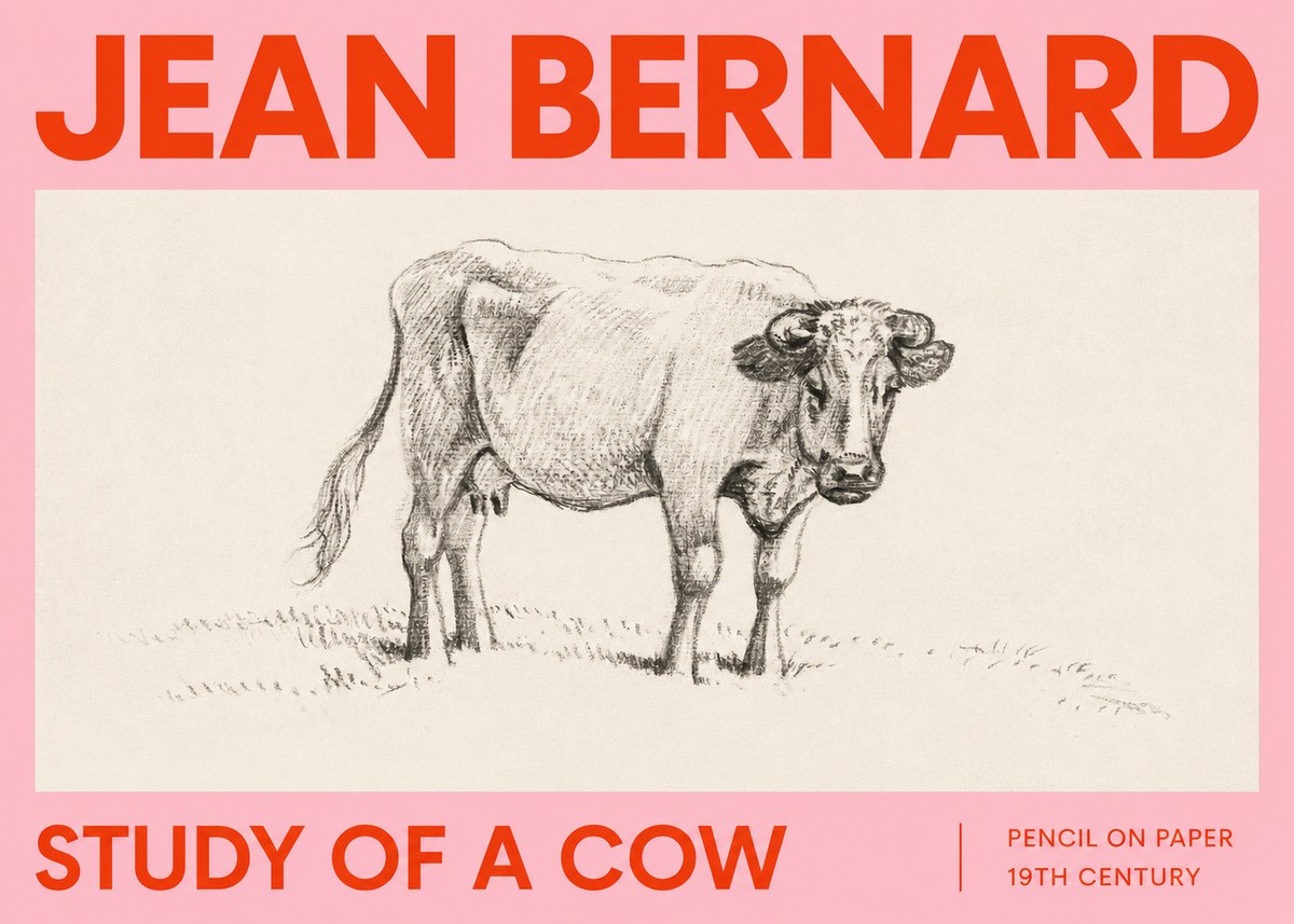 Jean Bernard Study of a Cow V No2 - Plakat