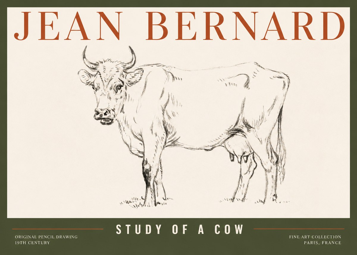 Jean Bernard Study of a Cow VI No2 - Plakat