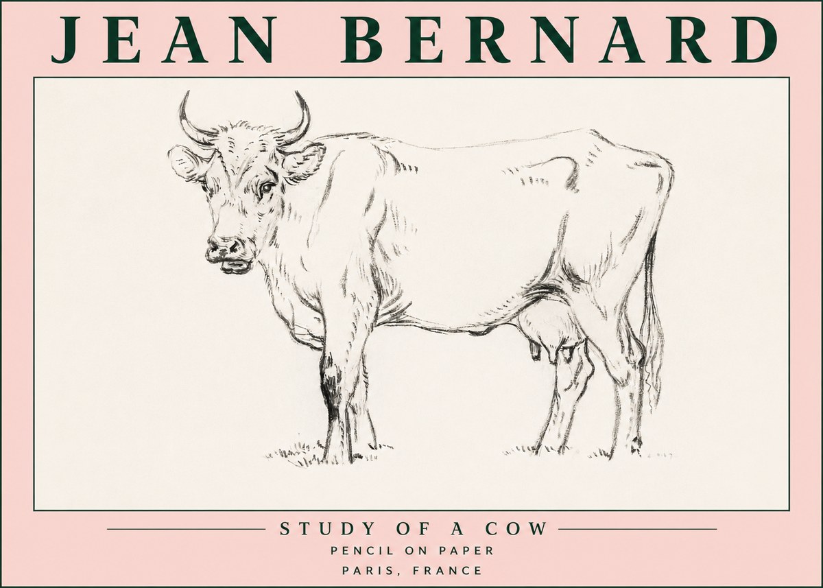 Jean Bernard Study of a Cow VI No5 - Plakat