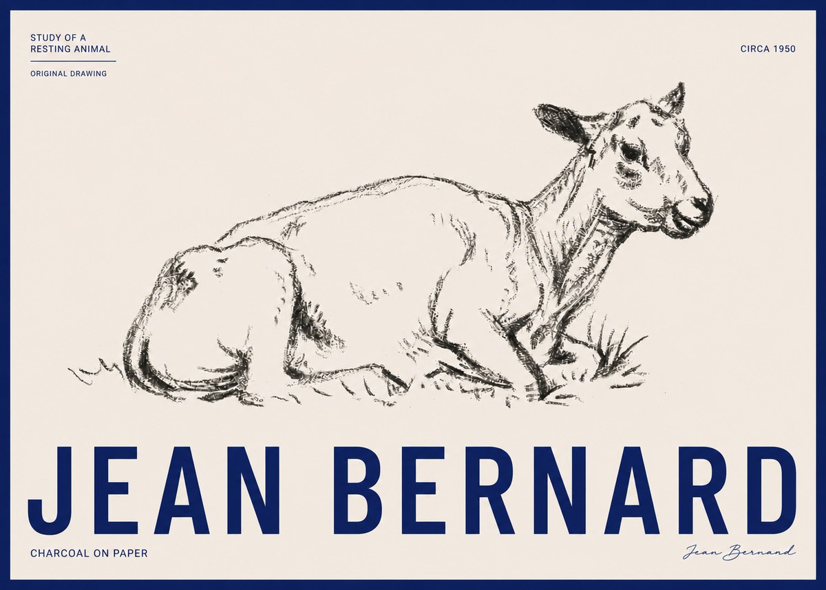 Jean Bernard Study of a Resting Animal No3 - Plakat