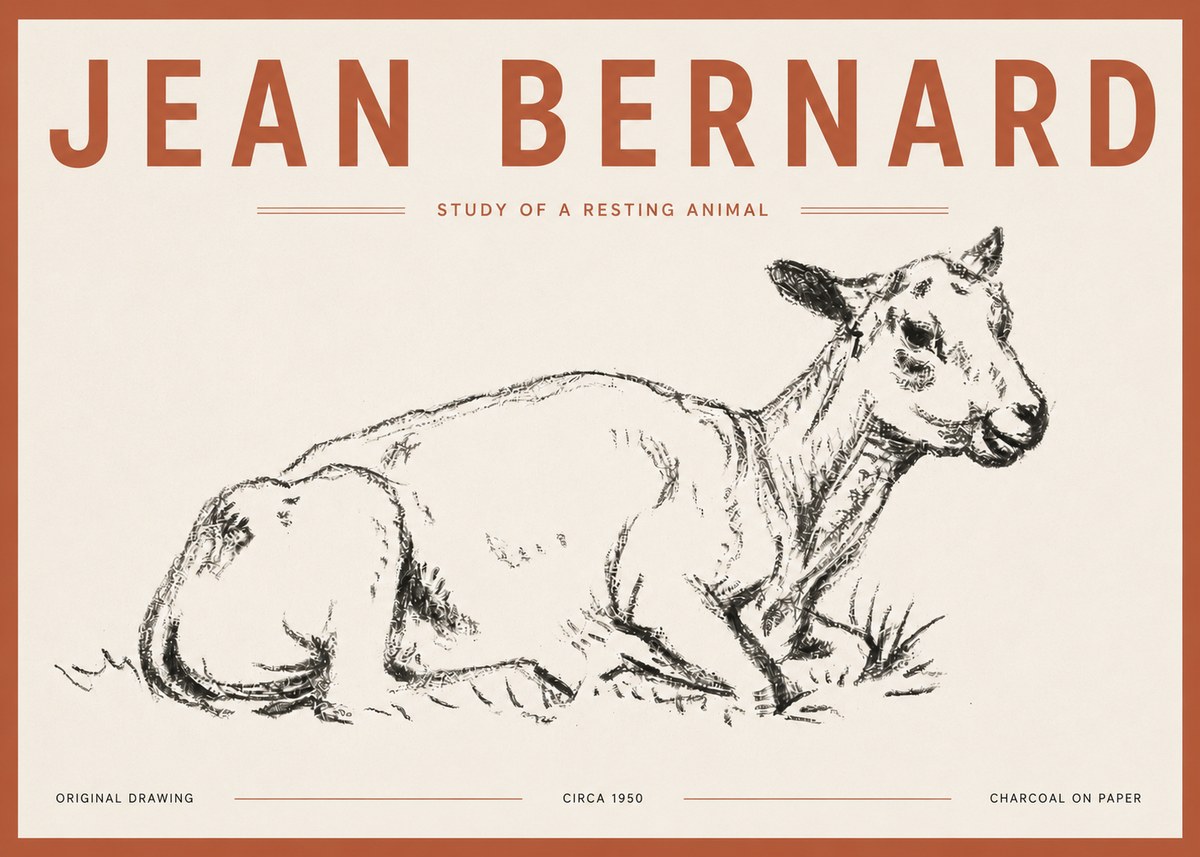 Jean Bernard Study of a Resting Animal No5 - Plakat